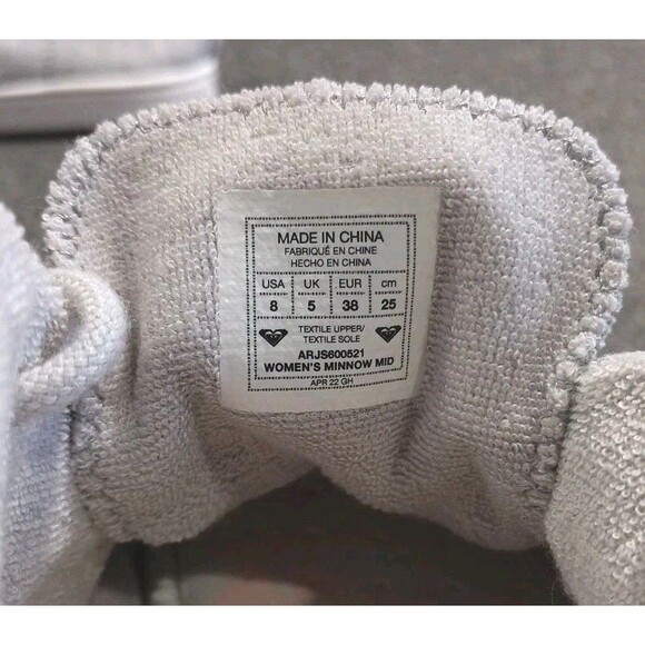 Roxy Women's Minnow Wally Mid Top Lace Up Jersey Shoe Gray Size 8 - Picture 13 of 16